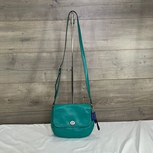 Coach F23663 Park Turquoise Leather Crossbody Purse